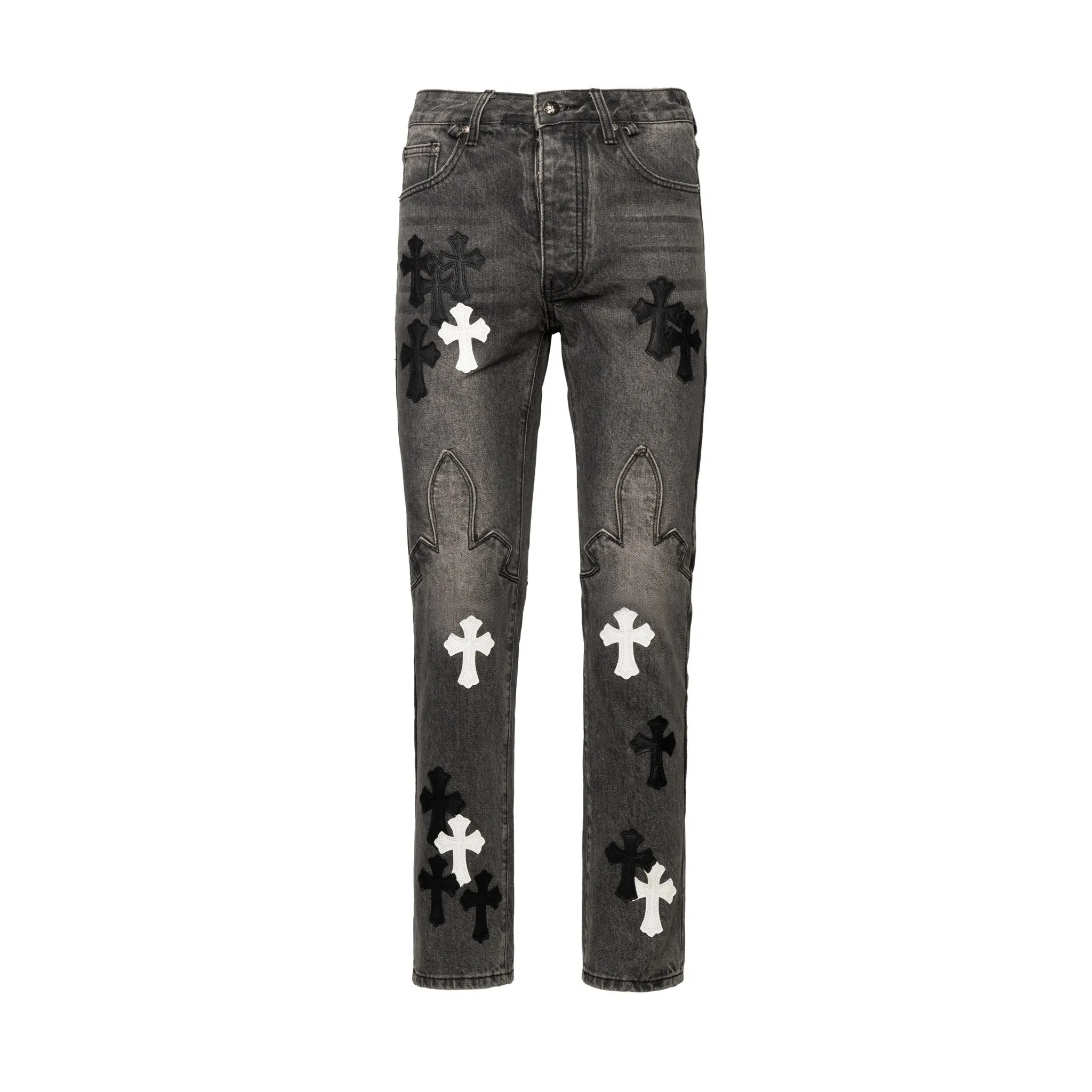 P260 Chrome Hearts Chrome Hearts city limited flame black and white leather jeans need to be washed after the finished product is disassembled and hand-made with sheepskin cross leather and then spliced ​​together. The whole piece has too many craftsmanship to describe. The cabinet price is 16W+, the patchwork is decorated with cross flowers, and the high-waisted washed jeans! ! Absolutely high-end luxury products, 8W+ level god-level single products, super popular products, made with top heavy industry, a magic weapon that cannot be missed. About Kroxin This is an extremely luxurious fashion brand, which can also be called the nobles of the high street. It has always been an exclusive brand for some hipsters or rich second generation. Compared with ordinary high streets, it is more luxurious and noble. Compared with luxury brands, it has a more fashionable personality and has always been a brand that I have a special liking for. Style number: 1566# Color: black Size: 28 30 32 34 36